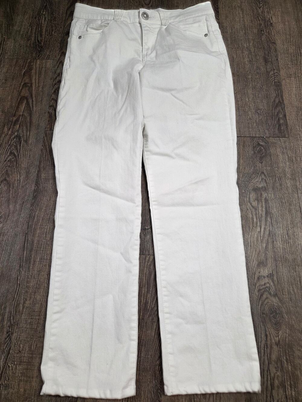 Democracy Ab-solution Booty Lift Straight Leg White Jeans Stretch Size 10